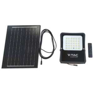V-Tac Vt-55200 Led-Flutlicht 1600lm Angetrieben Durch Solarpanel 15w Photovoltaikbatterie Mit Fernbedienung Kaltweißes Licht 6400k Sku 6968
