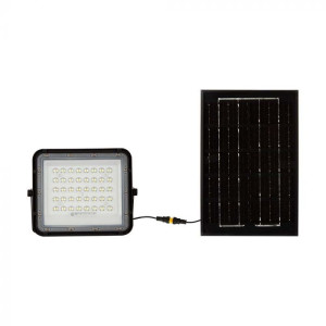 V-Tac Vt-40w 6w Led-Strahler Schwarz Mit Solarpanel Und Fernbedienung Led-Flutlicht Mit Austauschbarer Batterie 4000k 3m Kabel - 7822