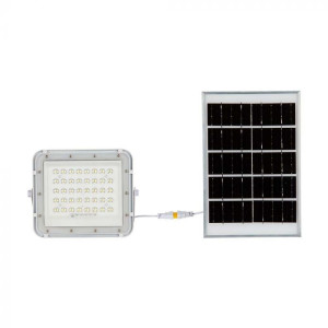 V-Tac Vt-40w 6w White Led Spotlight With Solar Panel And Remote Control Led Floodlight With Replaceable Battery 4000k 3m Cable - 7840