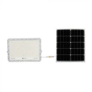 V-Tac Vt-240w Weißer Led-Fluter Mit 30-W-Solarpanel Und Fernbedienung, Led-Flutlicht Mit Austauschbarer Batterie, 6400 K, 3 M Kabel – 7847
