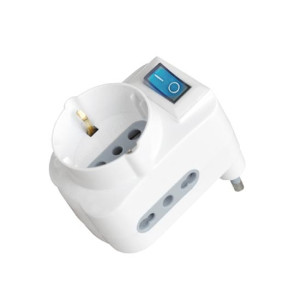 V-Tac Mehrfachsteckdose Steckdosenadapter 3-Fach Schuko 10/16a + 2-Fach Buchsen 10/16a Italienischer Standard Mit Ein/aus-Schalter - Sku 8716