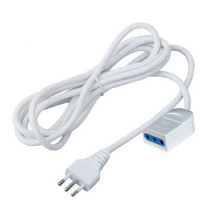 V-Tac Kunststoff-Verlängerungskabel Italienischer Standard Mit 16a 2p+t Stecker Und Buchse Kabel Weiß 5m - Sku 8732