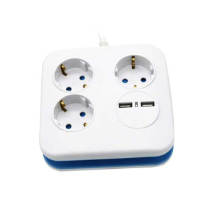 V-Tac Vt-1153-2 Steckdosenleiste 3-Fach Schuko 10a 2p Eu Standard 3680w + 2 Usb-Ladegerät 24a 1,5m Kabel - Sku 8799