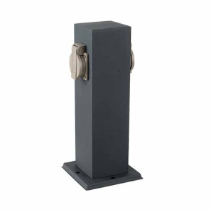 V-Tac Vt-1155-2 2-Wege Garden Outdoor-Steckdose 16a Eu Standard Edelstahl Dunkelgrau Körper Ip44  - Sku 8820