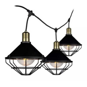 V-Tac Vt-717s Led-String-Licht Anschließbaren E27x6pcs Mit Laternenlampenfassung Kabel 3m Mattschwarz Wasserdicht Ip65 - Sku 8974