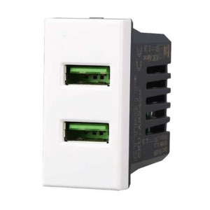 Ettroit Lademodul Mit Zwei Anschlussbuchse Usb Type-A Bticino Axolute Kompatibler 5vdc 2.1a Weiße Farbe  Ab2402