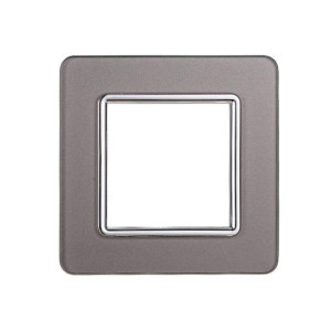Ettroit Kompatible Abdeckrahmen Vimar Plana 2 Module Glas Silber Farbe  Ev84206