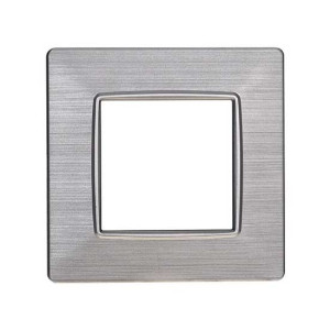 Ettroit Kompatible Abdeckrahmen Vimar Plana 2 Module Kunststoff Satiniert Silber Farbe  Ev85215
