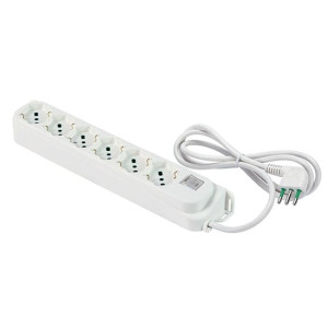 Fanton Mehrfachsteckdose 6 Steckdosen Schuko 2p+t 16a Kabel 1,5m Stecker Italienisch Std. 2p+t 10a Mit Schalter Linea Retail  474304