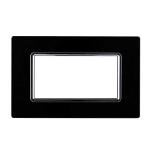 Ettroit Bticino Livinglight Kompatible Platte Mit 4 Glasmodulen, Schwarze Farbe – Ln84402