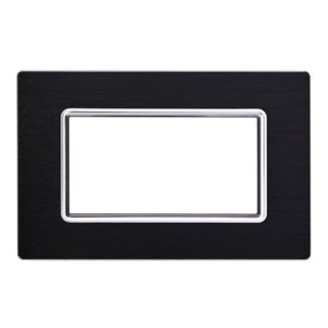 Ettroit 3-Platz-Platte Kompatibel Mit Bticino Livinglight Aluminium, Schwarze Farbe Ln86302