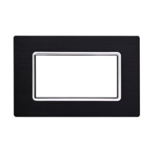 Ettroit 4-Platz-Platte, Kompatibel Mit Bticino Livinglight 4 Modulen, Aluminium Schwarz – Ln86402