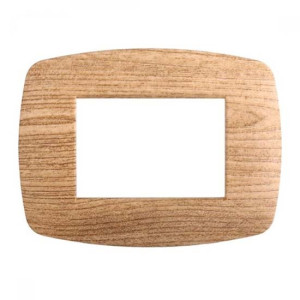 Ettroit Bticino Livinglight Kompatible Platte 3 Schlanke Kunststoffmodule, Dunkle Holzfarbe - Ln87305