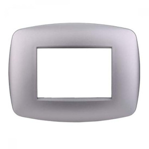 Ettroit Bticino Livinglight Kompatible Platte 3 Schlanke Kunststoffmodule, Silberne Farbe – Ln87306