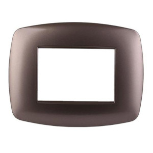Ettroit Bticino Livinglight Kompatible Platte 3 Schlanke Kunststoffmodule, Bronzefarbene Stahlfarbe – Ln87310