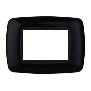 Ettroit -Kompatible Bticino Livinglight 3-Modul-Abgerundete Kunststoffplatte, Schwarze Farbe – Ln88302
