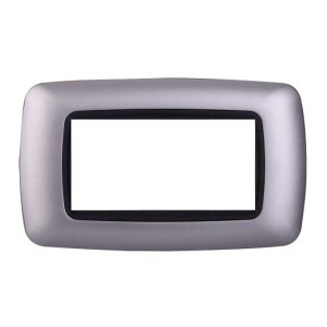 Ettroit -Kompatible Bticino Livinglight 4-Modul-Abgerundete Kunststoffplatte, Silberfarben - Ln88406
