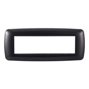 Ettroit Bticino Livinglight Kompatible Platte 7 Module, Abgerundeter Kunststoff, Graphitfarbe, Dunkler Stahl -Ln88707
