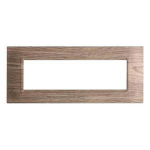 Ettroit Kompatible Abdeckrahmen Bticino Livinglight 7 Module Quadratischer Kunststoff Dunkles Holz Farbe