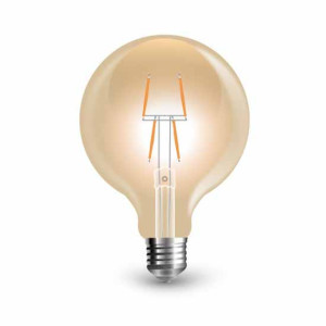 V-Tac Vt-2004 Led-Glühbirne E27 4 W G80-Filament, Globus-Vintage-Effekt, Bernsteinfarbenes Licht 2200 K – 7148