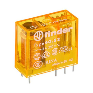 Finder Mini-Relais- Typ 40.52 Für Gedruckte Schaltung 2 Steckkontakte 8a Spule 230vac Wechsel 405282300000