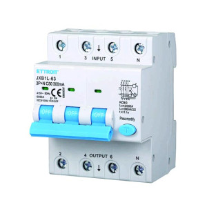 Ettroit Differentialschutzschalter 3p+n 50a 6ka 300ma 380v Belegt 4 Din-Module  Jx265063