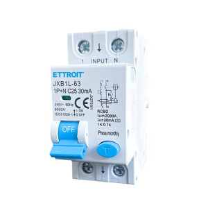 Ettroit Differenzialschutzschalter 1p+n 25a 6ka 30ma 220v Belegt 2 Din-Module  Jx272561