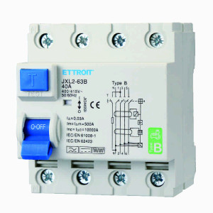 Ettroit Jx344069 Reiner Differential-Leistungsschalter 4p 40a 30ma Curve B 6ka Ac/dc 380v