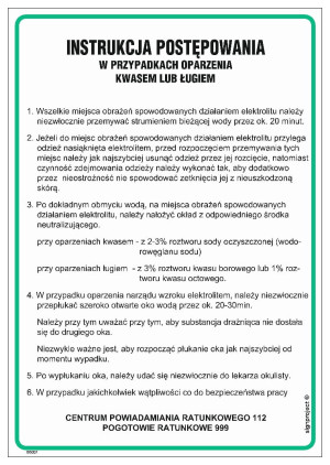 DD007 Instrukcja postępowania w przypadku oparzenia kwasem lub ługiem