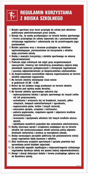 NE002 Regulamin korzystania z boiska szkolnego