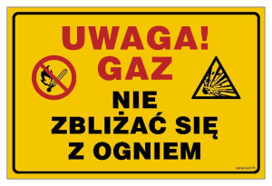 Uwaga! Gaz.Nie zbliżać się z ogniem