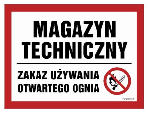 NB014 Magazyn techniczny. Zakaz używania otwartego ognia