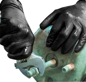 Rękawice gumowe nitrylowe teksturowane diament CZARNE DIAMOND GRIP 100 sztuk