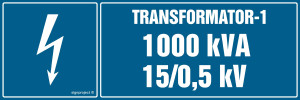 HI003 Transformator-1 1000kVA 15/0.5 kV - arkusz 8 naklejek HI003_100x33_FN FN - Folia samoprzylepna