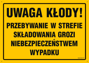 OA100 Uwaga kłody! Przebywanie w strefie składowania grozi niebezpieczeństwem wypadku OA100_450x320_FN FN - Folia samoprzylepna