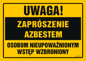 OA103 Uwaga! Zaprószenie azbestem Osobom nieupoważnionym wstęp wzbroniony OA103_600x430_FN FN - Folia samoprzylepna