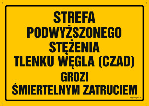 OA074 Strefa podwyższonego stężenia tlenku węgla (czadu) - grozi śmiertelnym zatruciem OA074_300x215_BN BN - Płyta PVC ŻÓŁTA 0,6mm