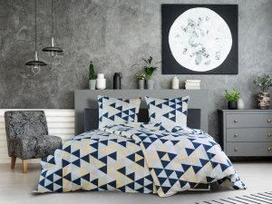 Dobnig Satin Bettwäsche »Dreiecke eisblau«, 135x200 cm oder 155x220 cm, Reißverschluss, Baumwolle