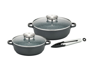 GSW Servierpfannen-Set Gourmet GRANIT 5-tlg. mit Aromadeckel