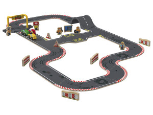 PLAYTIVE Straßen-Set Stadt / Rennstrecke, aus Echtholz