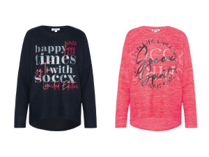 SOCCX Damen Flauschpullover mit Glitterdruck
