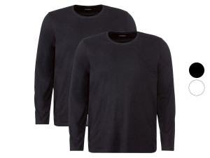 LIVERGY® Herren Langarmshirts, 2 Stück, aus reiner Baumwolle
