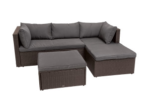 LIVARNO home Loungeecke braun mit Tisch Polyrattan