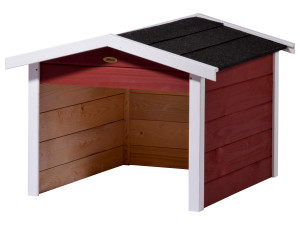 DOBAR Mährobotergarage, Holz, rot, L 76 x B 68 x H 52 cm