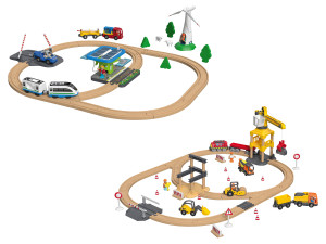 Playtive Eisenbahn-Set Baustelle / Erneuerbare Energien, aus Buchenholz