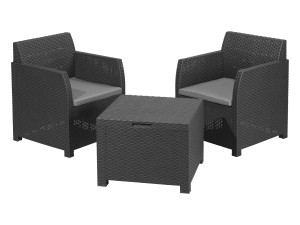 LIVARNO HOME Balkonmöbel-Set, mit Stauraumfunktion, 3-teilig