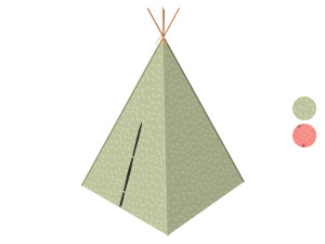 Playtive Tipi Spielzelt Waldtiere, aus massivem Kiefernholz