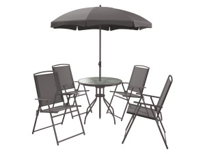 LIVARNO home Sitzgruppe, mit Sonnenschirm, 6-teilig, anthrazit