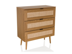 HJH LIVING Kommode BOHEO Rattangeflecht Eiche
