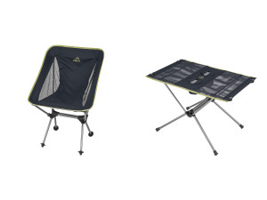CRIVIT Campingstuhl / Campingtisch, hergestellt mit recyceltem Material